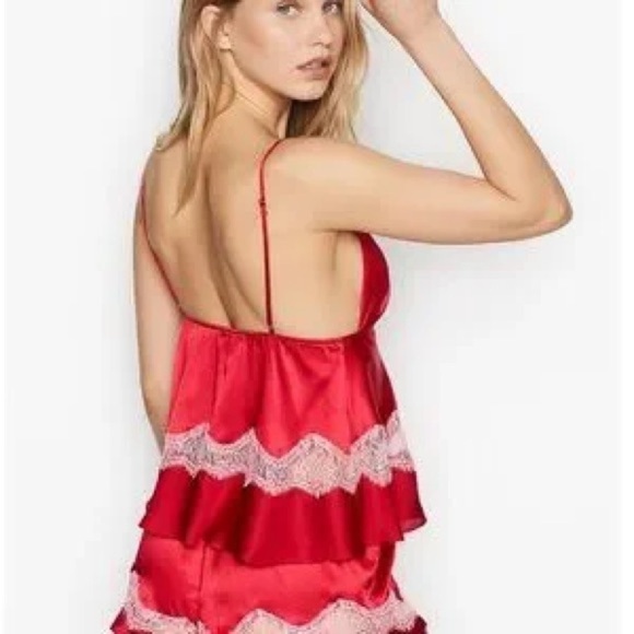 Victoria’s Secret| NEW VS 2-Piece Red Lace Trim Satin Cami Set Sz XL NWOT - Picture 1 of 7